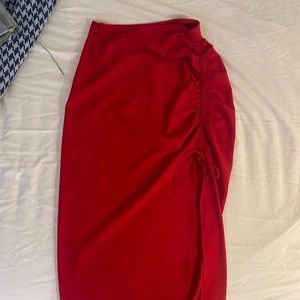 Red Slit Skirt Zara